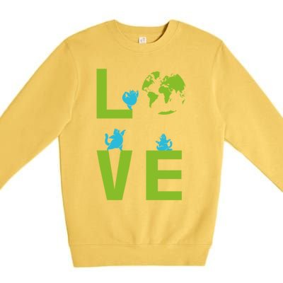 Yoga Cat Loves Earth Day Save Planet Every Day Gift Premium Crewneck Sweatshirt