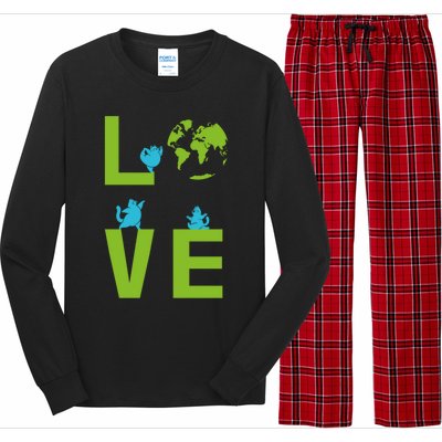 Yoga Cat Loves Earth Day Save Planet Every Day Gift Long Sleeve Pajama Set