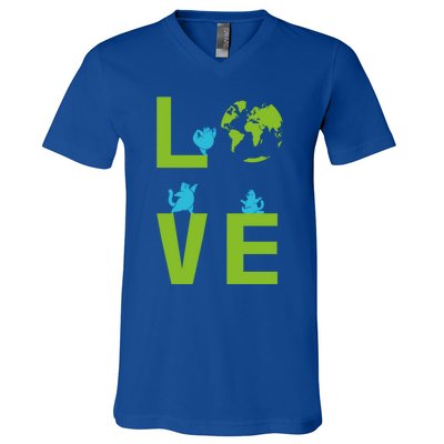 Yoga Cat Loves Earth Day Save Planet Every Day Gift V-Neck T-Shirt