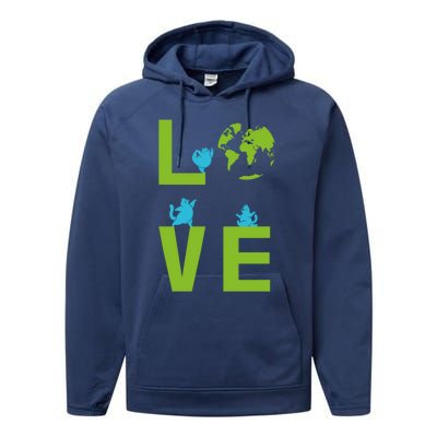 Yoga Cat Loves Earth Day Save Planet Every Day Gift Performance Fleece Hoodie