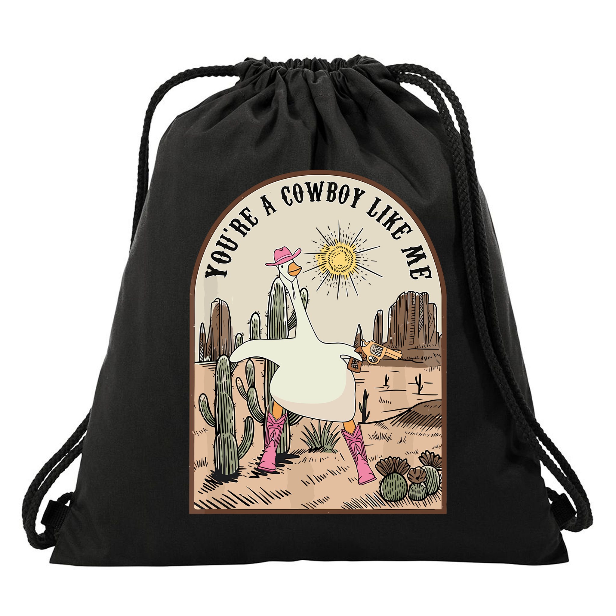 Youre Cowboys Like Me Pink Cowgirl Duck Drawstring Bag