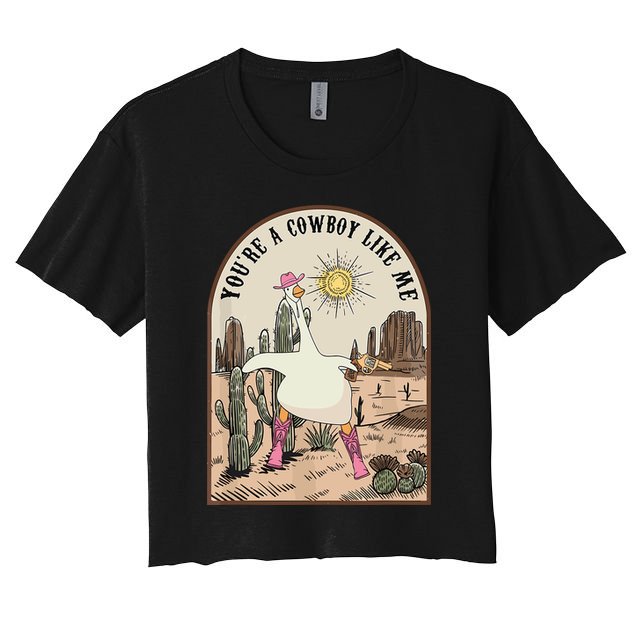 Youre Cowboys Like Me Pink Cowgirl Duck Women's Crop Top Tee