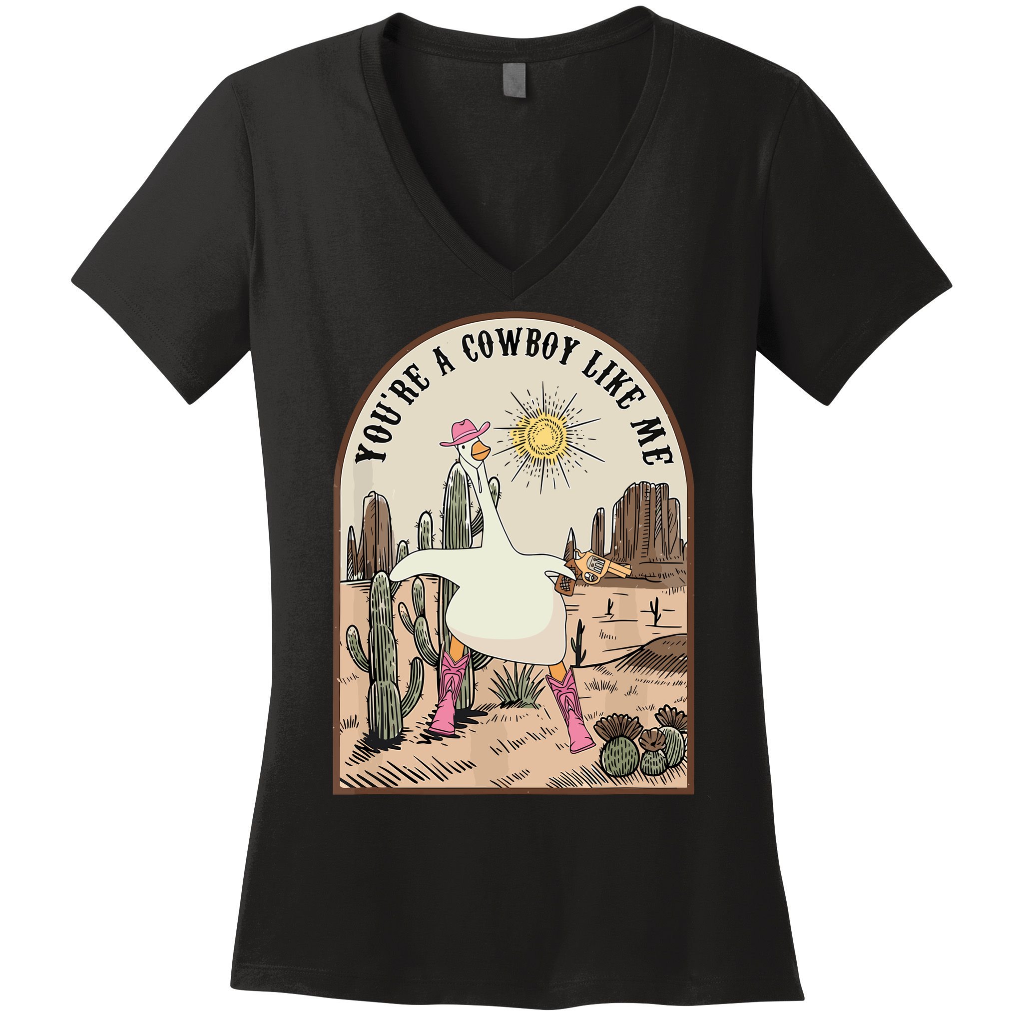 Youre Cowboys Like Me Pink Cowgirl Duck Women's V-Neck T-Shirt