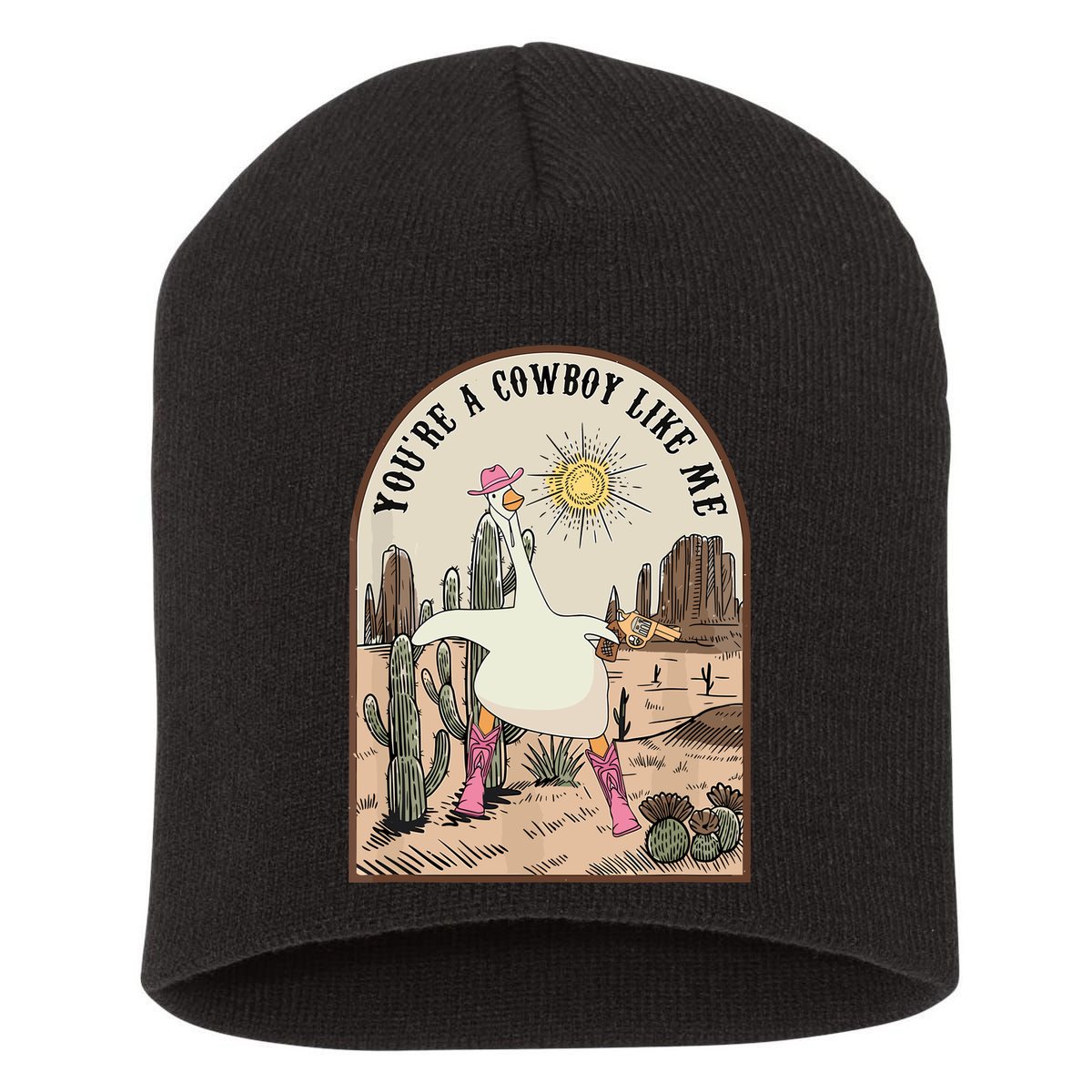 Youre Cowboys Like Me Pink Cowgirl Duck Short Acrylic Beanie