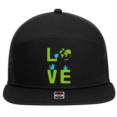 Yoga Cat Loves Earth Day Save Planet Every Day Gift 7 Panel Mesh Trucker Snapback Hat