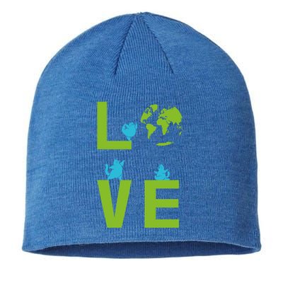 Yoga Cat Loves Earth Day Save Planet Every Day Gift Sustainable Beanie