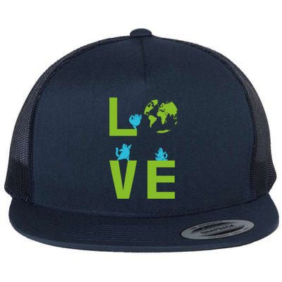 Yoga Cat Loves Earth Day Save Planet Every Day Gift Flat Bill Trucker Hat