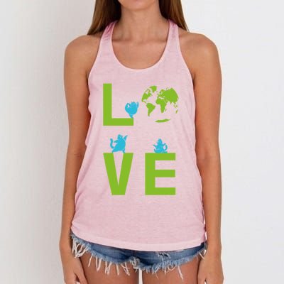 Yoga Cat Loves Earth Day Save Planet Every Day Gift Women's Knotted Racerback Tank