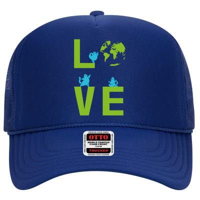 Yoga Cat Loves Earth Day Save Planet Every Day Gift High Crown Mesh Back Trucker Hat