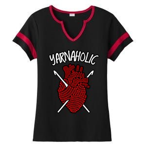 Yarnaholic Crocheting Lover Crochet Yarn Anatomical Heart Gift Ladies Halftime Notch Neck Tee