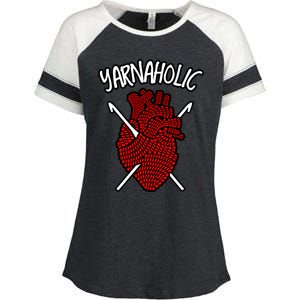 Yarnaholic Crocheting Lover Crochet Yarn Anatomical Heart Gift Enza Ladies Jersey Colorblock Tee