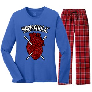 Yarnaholic Crocheting Lover Crochet Yarn Anatomical Heart Gift Women's Long Sleeve Flannel Pajama Set 