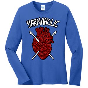 Yarnaholic Crocheting Lover Crochet Yarn Anatomical Heart Gift Ladies Long Sleeve Shirt