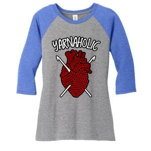 Yarnaholic Crocheting Lover Crochet Yarn Anatomical Heart Gift Women's Tri-Blend 3/4-Sleeve Raglan Shirt