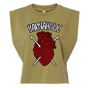 Yarnaholic Crocheting Lover Crochet Yarn Anatomical Heart Gift Garment-Dyed Women's Muscle Tee