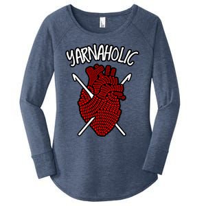 Yarnaholic Crocheting Lover Crochet Yarn Anatomical Heart Gift Women's Perfect Tri Tunic Long Sleeve Shirt