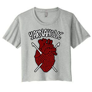 Yarnaholic Crocheting Lover Crochet Yarn Anatomical Heart Gift Women's Crop Top Tee