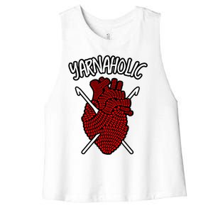 Yarnaholic Crocheting Lover Crochet Yarn Anatomical Heart Gift Women's Racerback Cropped Tank