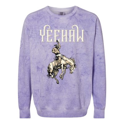 Yeehaw Cow Lover Rodeo Western Horse Rider Colorblast Crewneck Sweatshirt