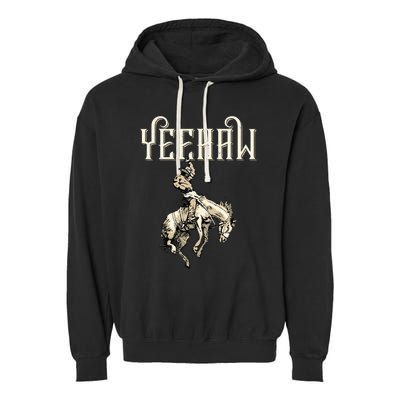 Yeehaw Cow Lover Rodeo Western Horse Rider Garment-Dyed Fleece Hoodie