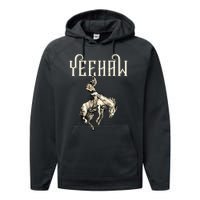 Yeehaw Cow Lover Rodeo Western Horse Rider Performance Fleece Hoodie