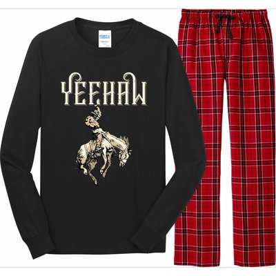 Yeehaw Cow Lover Rodeo Western Horse Rider Long Sleeve Pajama Set