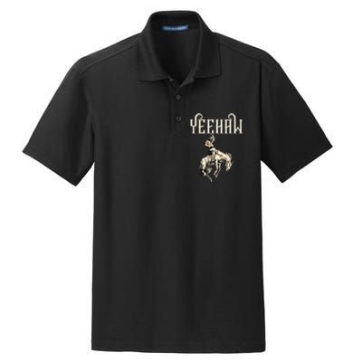 Yeehaw Cow Lover Rodeo Western Horse Rider Dry Zone Grid Polo