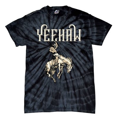 Yeehaw Cow Lover Rodeo Western Horse Rider Tie-Dye T-Shirt