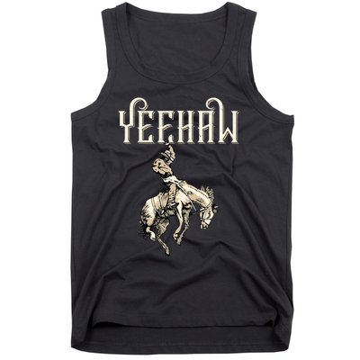 Yeehaw Cow Lover Rodeo Western Horse Rider Tank Top