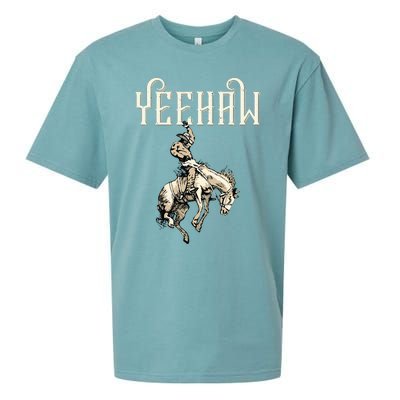 Yeehaw Cow Lover Rodeo Western Horse Rider Sueded Cloud Jersey T-Shirt