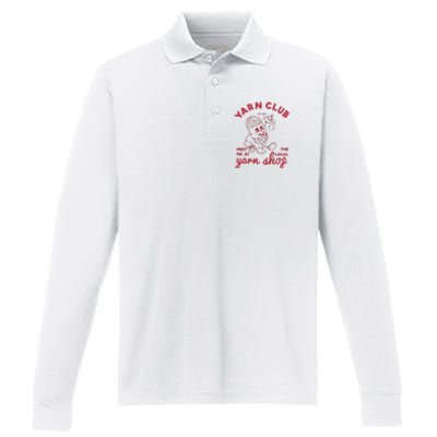 Yarn Club Meet Me At The Local Yarn Performance Long Sleeve Polo