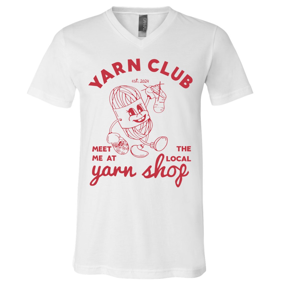 Yarn Club Meet Me At The Local Yarn V-Neck T-Shirt