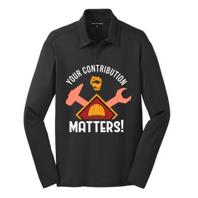 Your Contribution Matters Silk Touch Performance Long Sleeve Polo