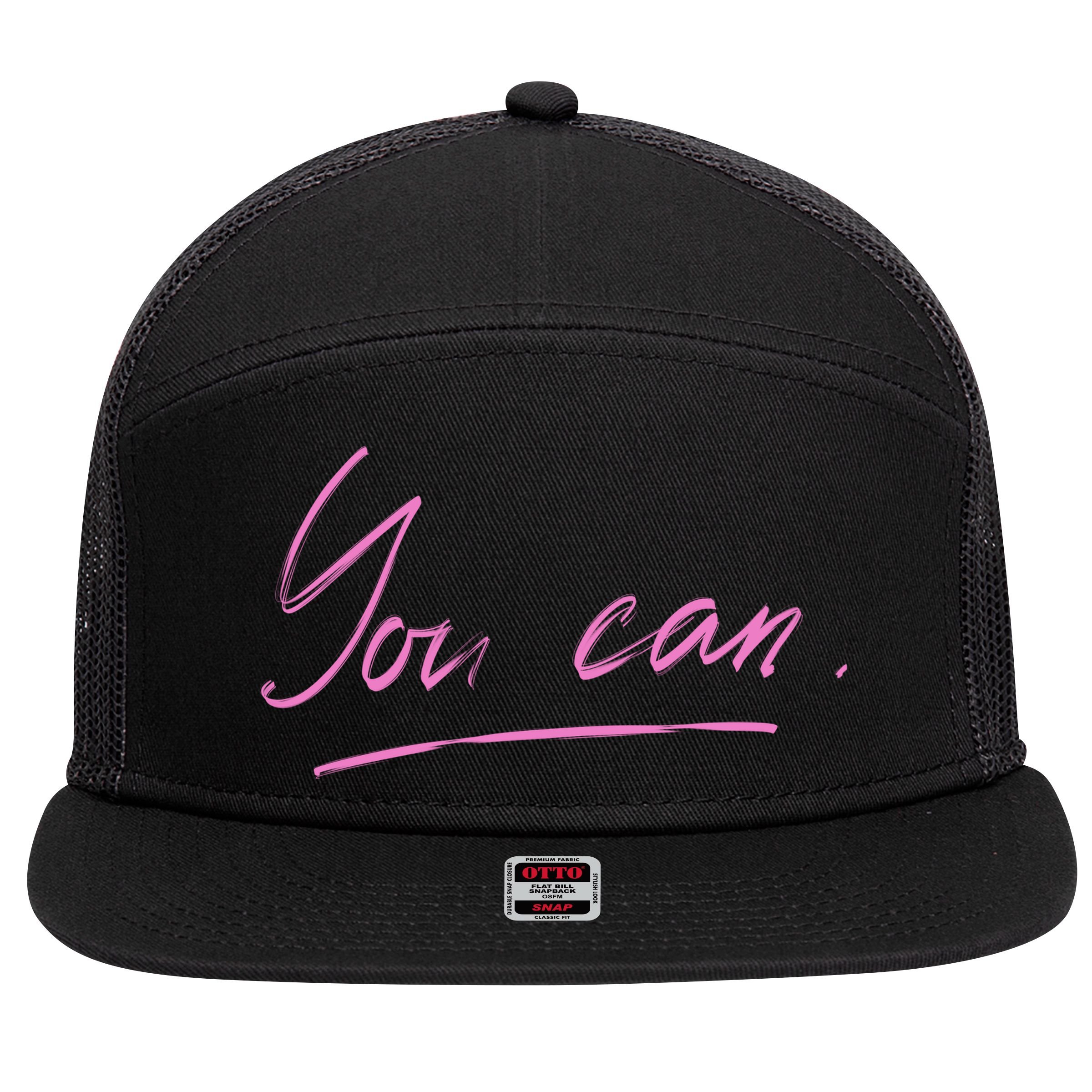 You Can Motivational Quote 7 Panel Mesh Trucker Snapback Hat