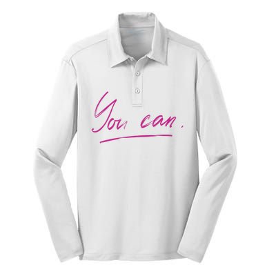 You Can Motivational Quote Silk Touch Performance Long Sleeve Polo