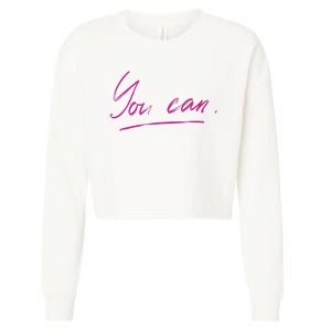 You Can Motivational Quote Cropped Pullover Crew