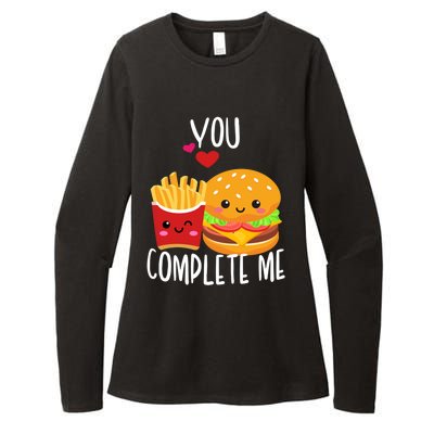 You Complete Me Cute Kawaii Burger And Fries Valentine Couple Gift Womens CVC Long Sleeve Shirt