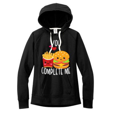 You Complete Me Cute Kawaii Burger And Fries Valentine Couple Gift Women's Fleece Hoodie