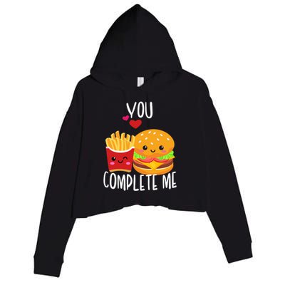 You Complete Me Cute Kawaii Burger And Fries Valentine Couple Gift Crop Fleece Hoodie