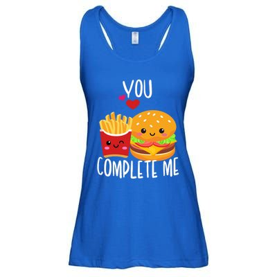 You Complete Me Cute Kawaii Burger And Fries Valentine Couple Gift Ladies Essential Flowy Tank