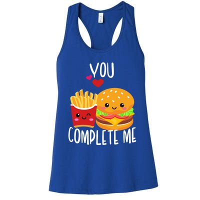 You Complete Me Cute Kawaii Burger And Fries Valentine Couple Gift Women's Racerback Tank