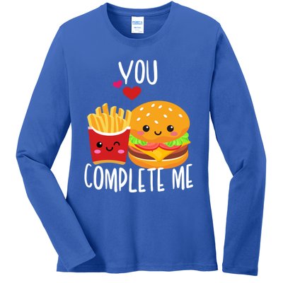 You Complete Me Cute Kawaii Burger And Fries Valentine Couple Gift Ladies Long Sleeve Shirt