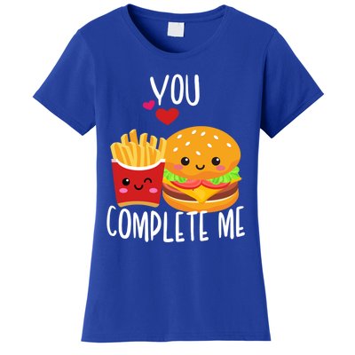 You Complete Me Cute Kawaii Burger And Fries Valentine Couple Gift Women's T-Shirt