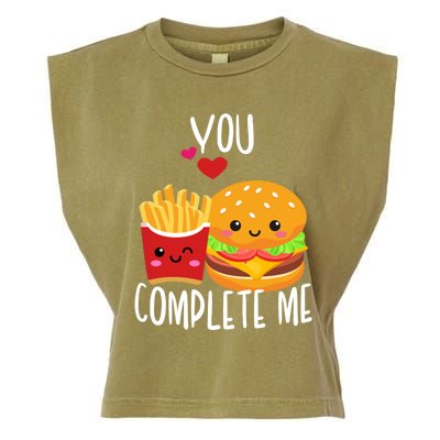 You Complete Me Cute Kawaii Burger And Fries Valentine Couple Gift Garment-Dyed Women's Muscle Tee