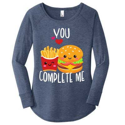 You Complete Me Cute Kawaii Burger And Fries Valentine Couple Gift Women's Perfect Tri Tunic Long Sleeve Shirt