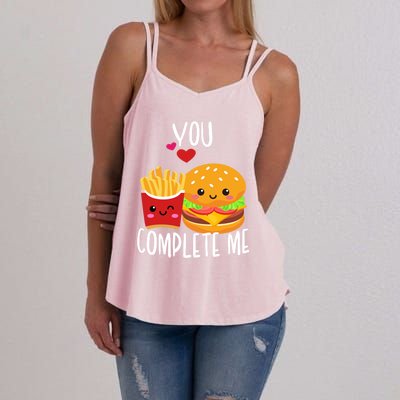 You Complete Me Cute Kawaii Burger And Fries Valentine Couple Gift Women's Strappy Tank