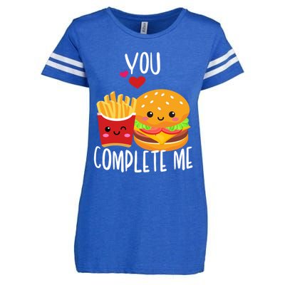 You Complete Me Cute Kawaii Burger And Fries Valentine Couple Gift Enza Ladies Jersey Football T-Shirt