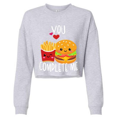 You Complete Me Cute Kawaii Burger And Fries Valentine Couple Gift Cropped Pullover Crew