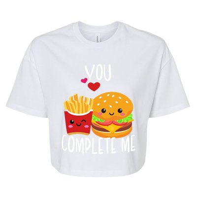 You Complete Me Cute Kawaii Burger And Fries Valentine Couple Gift Bella+Canvas Jersey Crop Tee