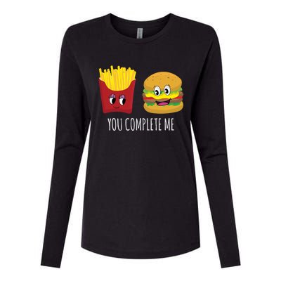 You Complete Me Funny Burger And Fries Valentines Day Cute Gift Womens Cotton Relaxed Long Sleeve T-Shirt